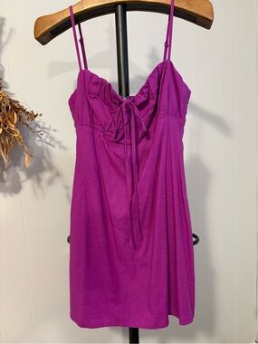 Showpo Purple Tie-Front Spaghetti Strap Mini Dress